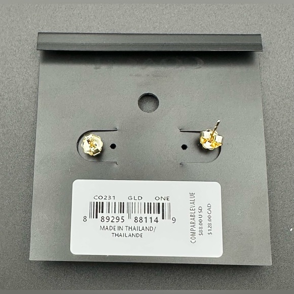 Coach Gold Interlocking C Earrings Crystal Pearl Accents - Picture 4 of 5